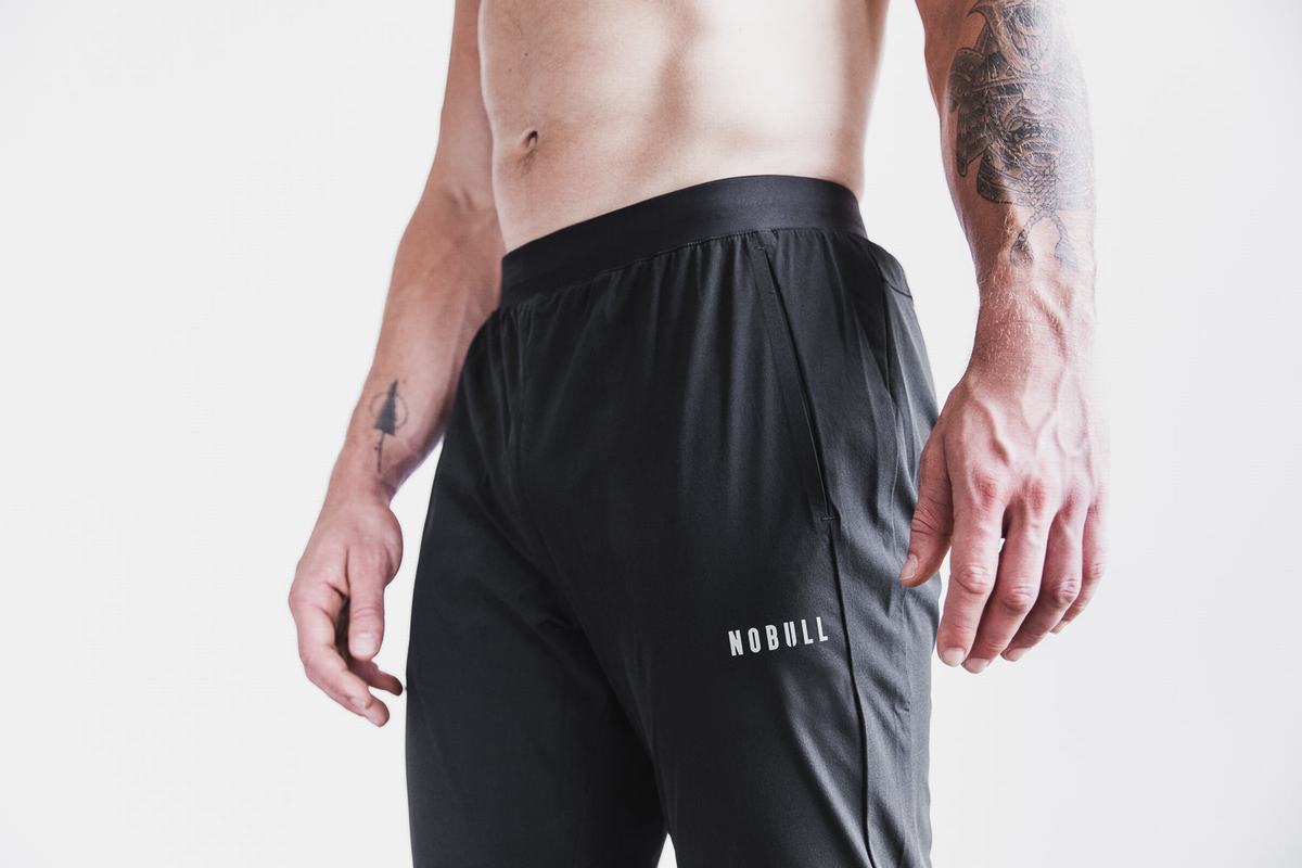 Nobull Lightweight Woven Men's Joggers Black | Australia (MD9806)